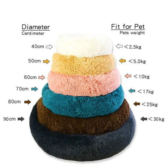 Round Pet Bed for Large Dog Bed Donut Long Plush Cat Bed for Medium Dog House Winter Warm Sleeping Pet Kennel Removable Dog Sofa