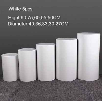 US Delivery 3/5pcs White Cylinder Table Pedestal Stand Decor Cake Plinths Pillars Backdrop for Party Wedding Decorations Holiday