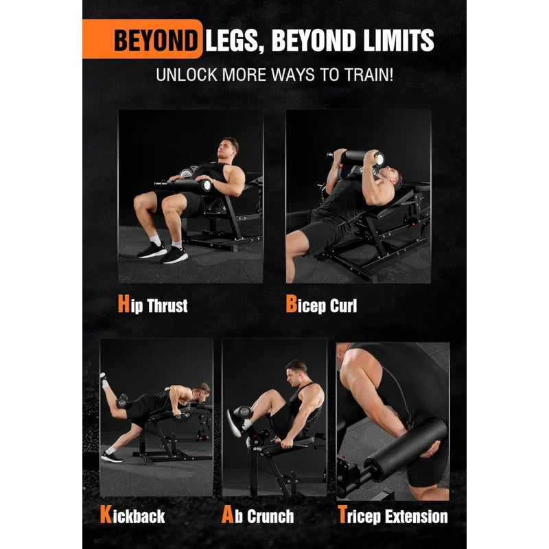 Leg Extension and Curl Machine, Seated Extension and Lying for Home Gym, Workout Equipment with Cable System
