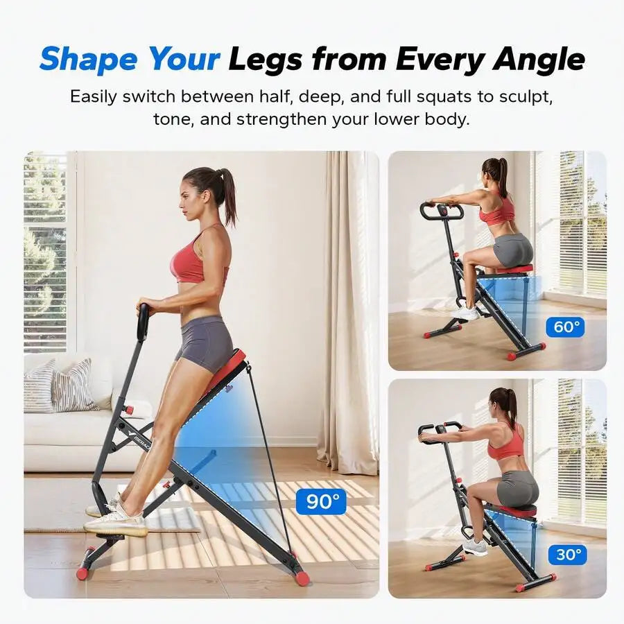 Squat Machine, 2 In 1 Squat Rowing Machine, Easy Setup & Foldable Exercise Equipment, Glute Trainer Machine, Glutes & Leg Home Workout Machine