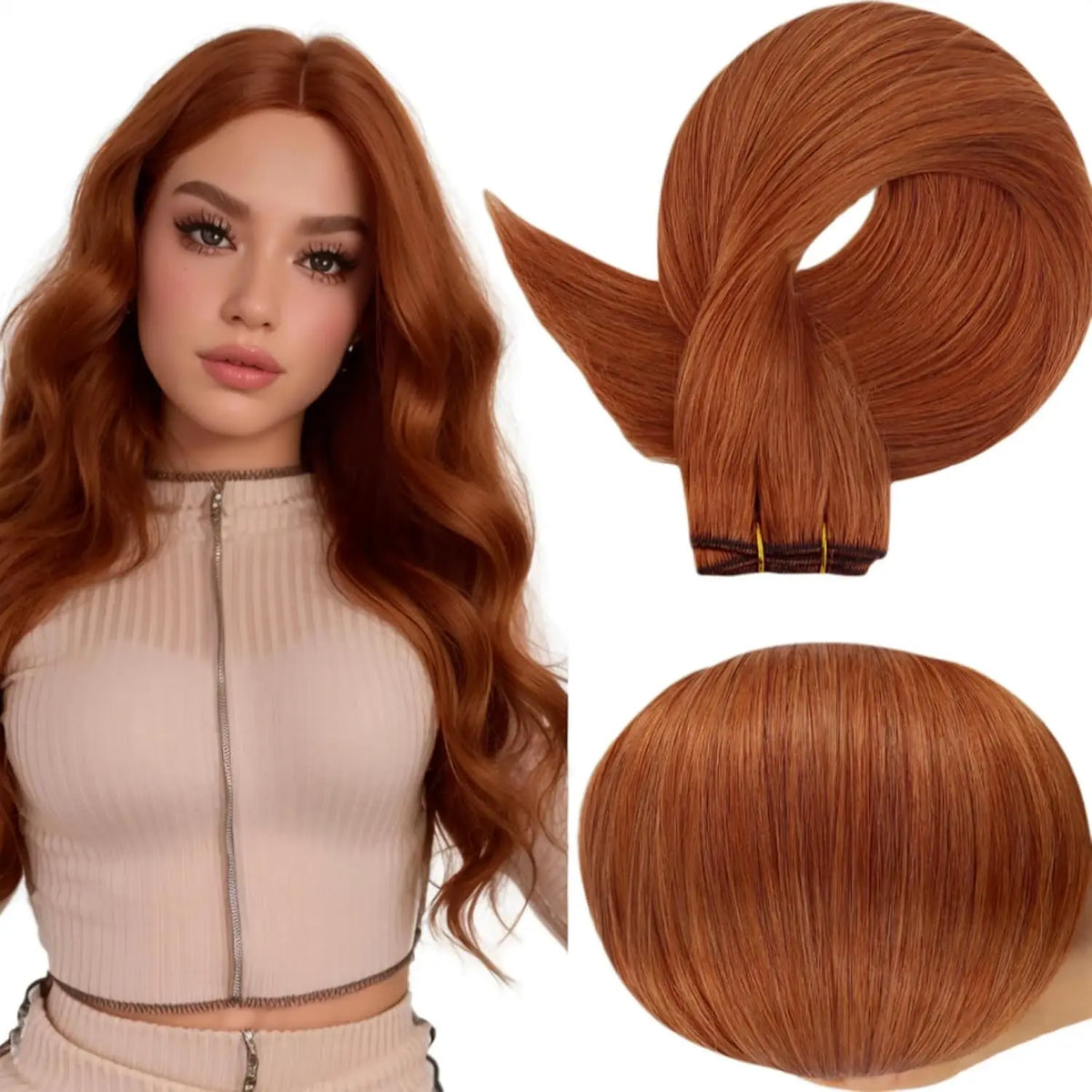 Full Shine Straight Human Hair Extensions Sew in Silky Skin Double Weft Hair Extensions For Salon