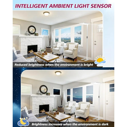 EMITEVER LED Floor Lamp, 100W Spectrum Eye Care, 77-inch Dimmable Motion and Daylight Sensing Reading Lamp