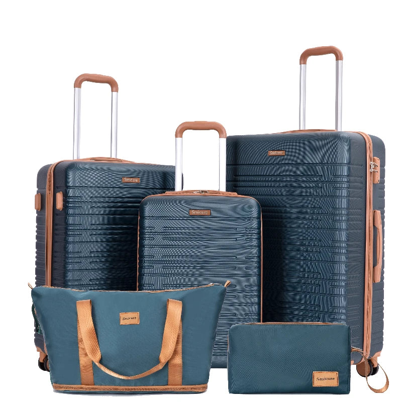 6 Piece Luggage Set ABS+PC Hardcase Suitcases with Double Spinner Wheels TSA Lock,Travel Duffle Bag