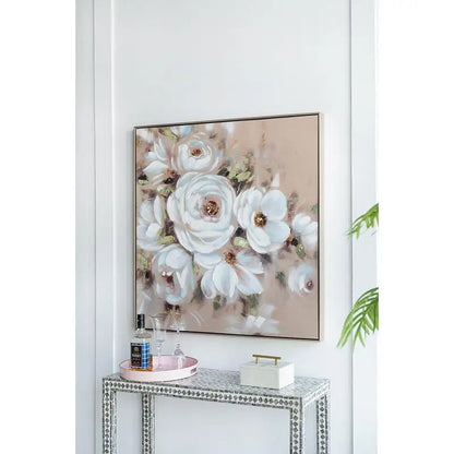 36x36 Square Framed Wall Art - Flower Canvas Print for Home Decor in Living Room, Kitchen, Foyer, Office