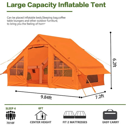 Inflatable Camping Tent 2 4 6 8 Person Glamping Inflatable Tents for Camping 2025 Update Zipper Door Easy Setup Blow Up Tents B