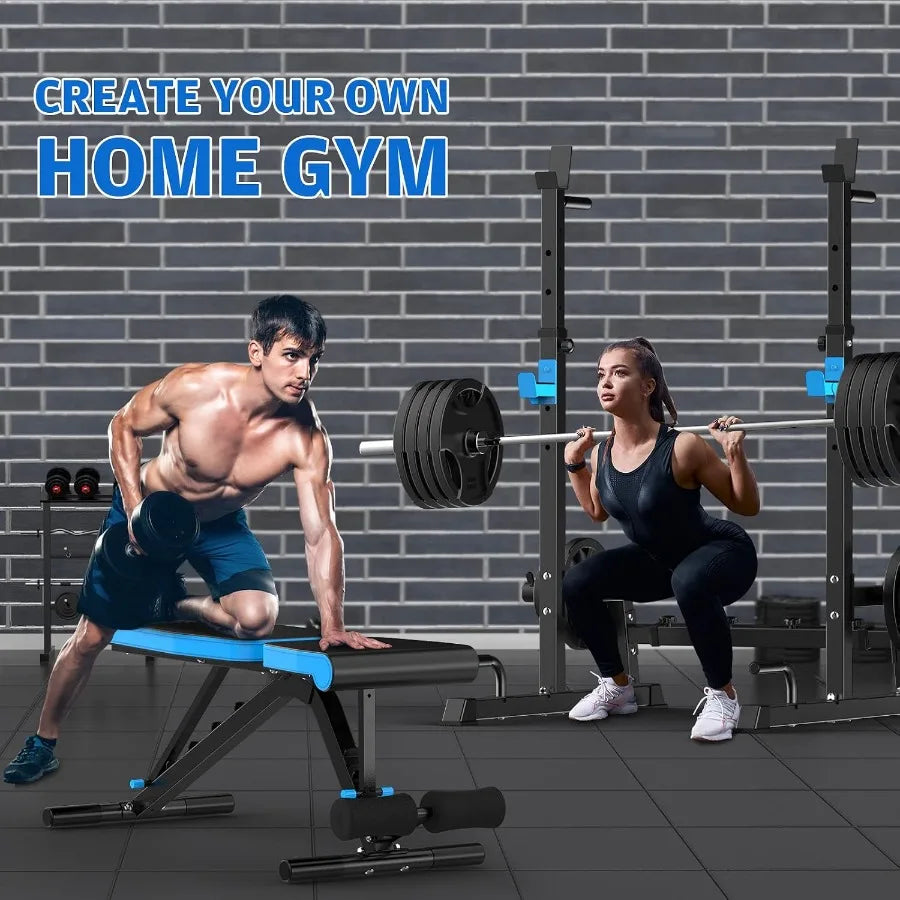 660lbs Adjustable Barbell Rack for Home Gym