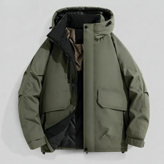 2025 Autumn/Winter New Thickened Fashion Versatile Warm Outdoor Windproof Waterproof Hooded Casual Jacket Cotton Jacket  for Men