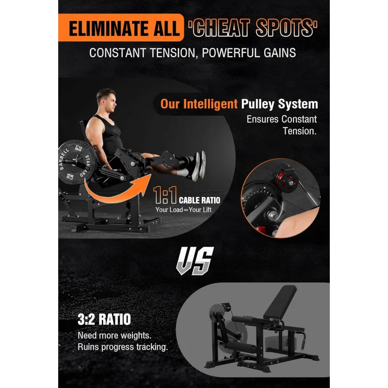 Leg Extension and Curl Machine, Seated Extension and Lying for Home Gym, Workout Equipment with Cable System