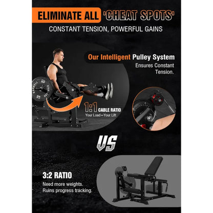 Leg Extension and Curl Machine, Seated Extension and Lying for Home Gym, Workout Equipment with Cable System
