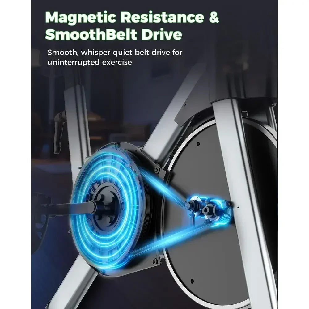 Silent 32-Level Magnetic Resistance Exercise Bike - 300 lbs Capacity with LCD, Cup Holder, and Pad Mount for Home Gym