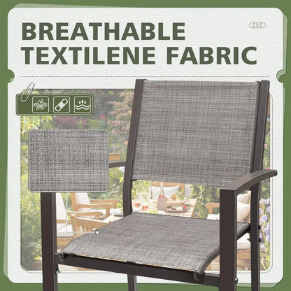 Flamaker Patio Chairs Textilene Outdoor Chairs Set of 6 Stackable Dining Chair for Backyard, Deck, Poolside (Grey)