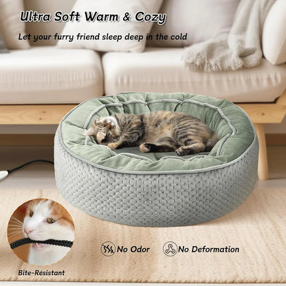 Electric Heated Pet Bed - Waterproof, Washable with Adjustable Timer & Temperature for Cats & Small Dogs