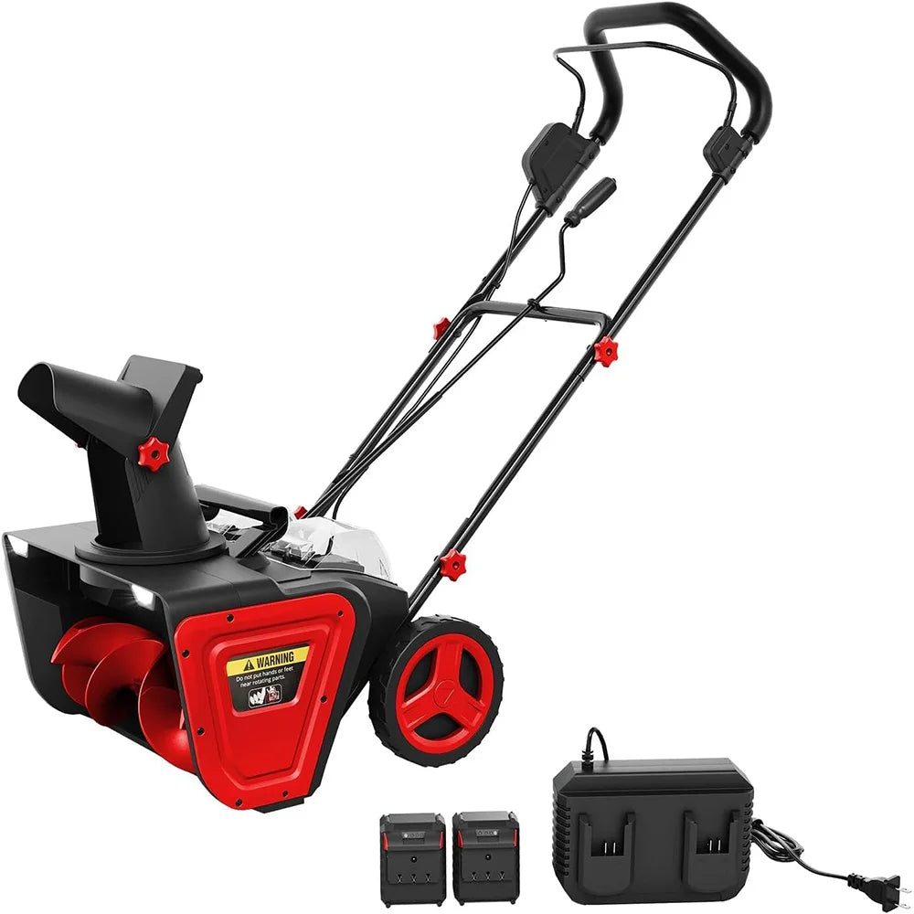 20" Cordless Brushless Snow Blower 2*20V 4.0Ah Batteries 25FT Throw 180° Rotating Chute Dual LED Lights Snow Removal Tool
