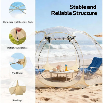 Portable Bubble Tent for 4-6 People, Quick Setup Igloo Shelter, Outdoor Screen House for Patios and Cold Weather