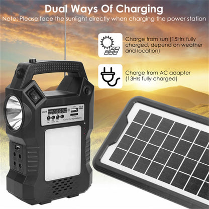 Portable Handheld Flashlights Solar Power Station Rechargeable Backup Emergency Power Bank 3 Lighting Bulbs Camping Garden Lamp
