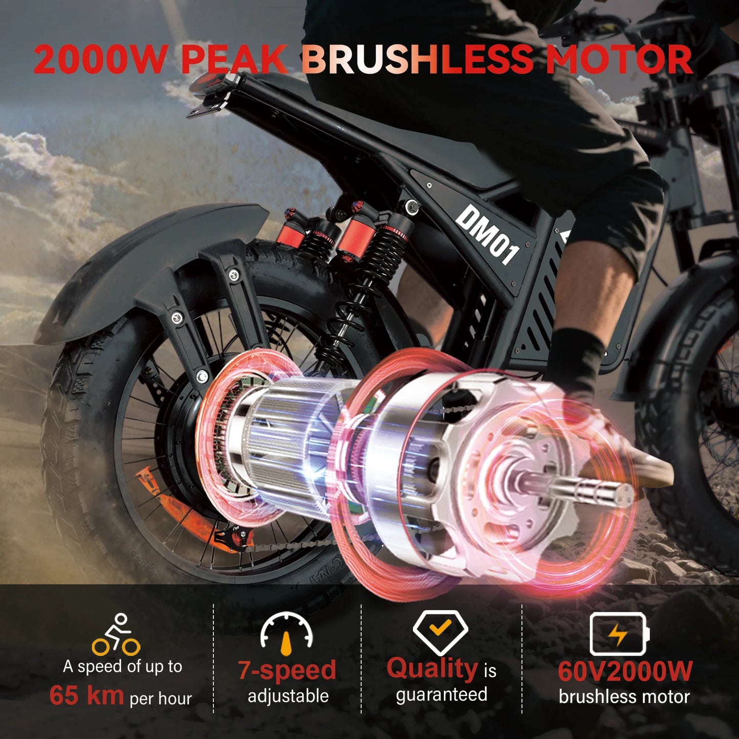 BAOLUJIE DM01 Electric Bike for Adult 2000W Motor Electric Bike 60V 30AH Moto 42MPH City Commuter Electric Bike【1 Year Warranty】