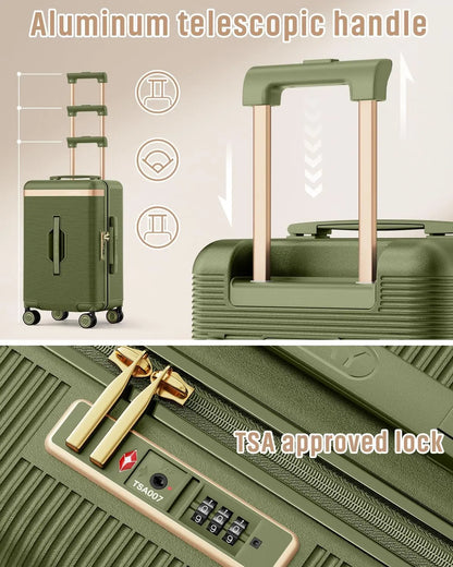 Joyway 22 inch Lightweight, Thin and Durable Short-trip Luggage Suitcase with Cup Holder, TSA Lock, Spinner Wheels