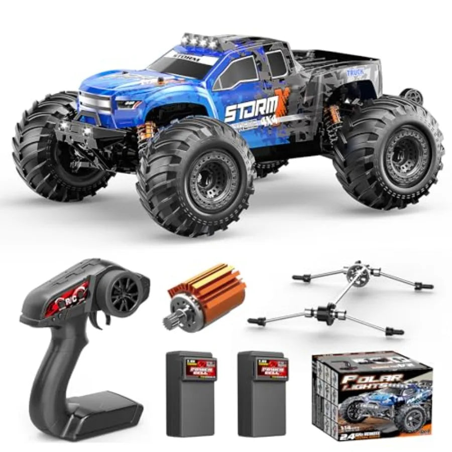 RC Cars 1:14 All Terrain Off-Road RC Truck, 4WD Fast Remote Control Car 40 KM/H, 4X4 Waterproof Monster Truck with 2×1300mAh Ba