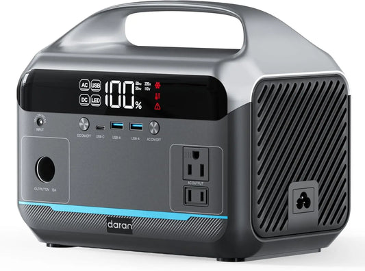 600W Portable Power Station with 288Wh LiFePO4 Battery, Fast Charging & Solar Option for Camping/Emergency