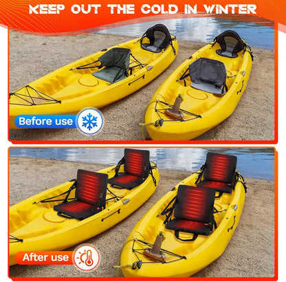 2 Pieces Heated Folding Chair Cushion, USB Electric Heating for Boat, Camping, Hiking, Fishing