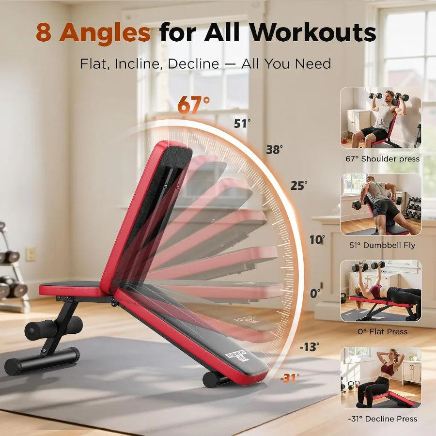 2 in 1 Weight Bench and Dumbbell Sets for Home Gym, 660LBS Capacity Workout Bench with Adjustable Dumbbell Set of 2, 25LBS Pair