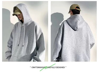 400G Heavy-duty Velvet Autumn and Winter Hooded Sweater Multi-color Solid Color Simple and Thick Sports Hoodie for Men and Women