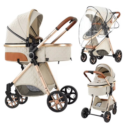 2-in-1 Portable Baby Stroller Foldable Pushchair Lightweight Travel System Pram Newborn Buggy  New Model Carriage