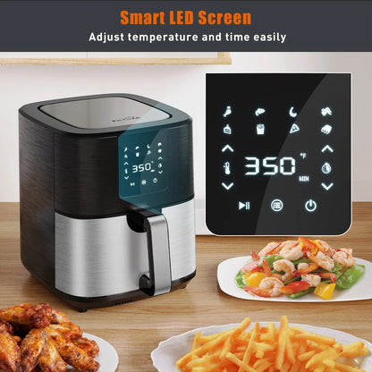 KitCook Large Air Fryer, 1500W 7QT AirFryer Cooker, Adjustable Temperature 100-400°F, 8 Presets Menu, Digital Touch Screen, Nons