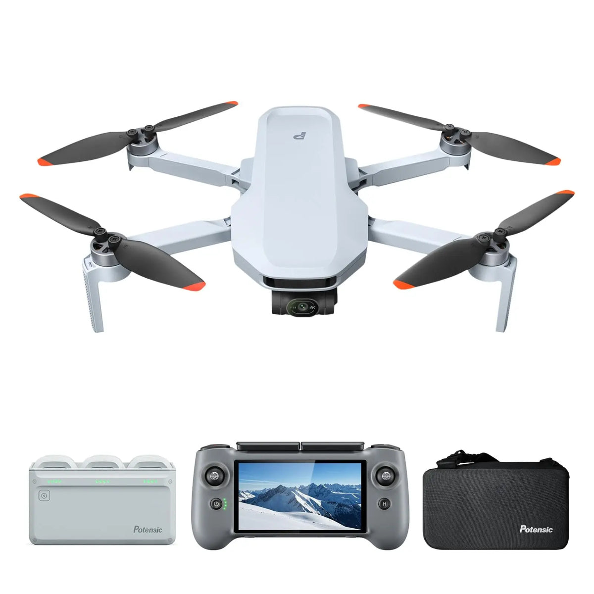 Potensic Atom 2 Fly More Combo with RC PTD 1, Drones with Camera for Adults 4K Video, Screen Remote Control PTD 1, 8K Photo, 10KM Transmission, 3-Axis Gimbal, AI Track, Vertical Shooting, AI Night Shot, Under 249g