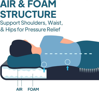 Air & Foam Camping Mattress, Self-Inflating Sleeping Pad, 3' Thick, with Pump Sack, Slim Single