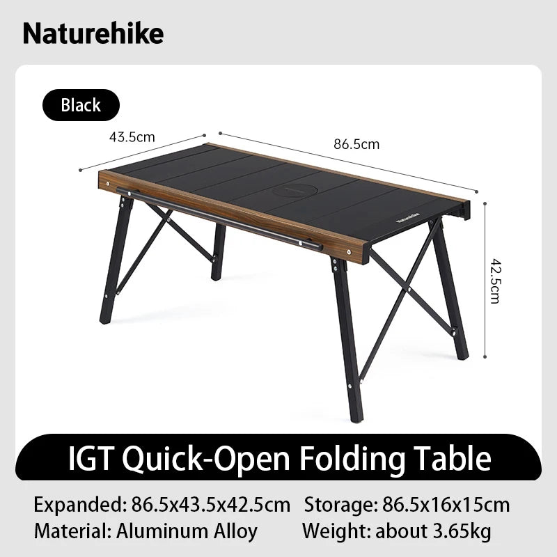 Naturehike IGT Camping Table Multifunctional Portable Aluminum Alloy Outdoor Folding Table with Carry Bag BBQ Picnic Suppiles