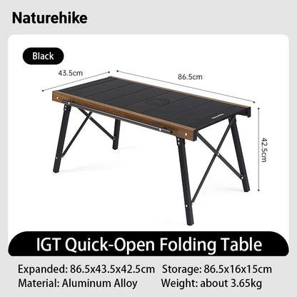 Naturehike IGT Camping Table Multifunctional Portable Aluminum Alloy Outdoor Folding Table with Carry Bag BBQ Picnic Suppiles