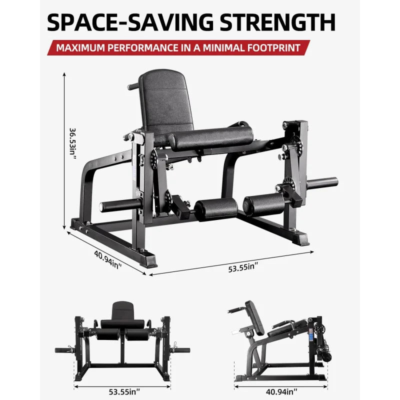 Leg Extension and Curl Machine, Adjustable Home Gym Equipment Compatible with 1''  2'' Weight Plate