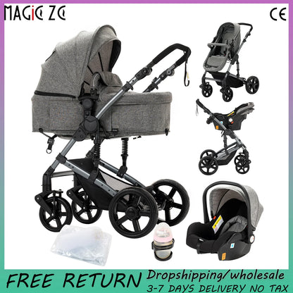 Baby stroller 3 in 1 light carts Newborn Infant baby pram baby strollers with four wheels stroller for luxury baby folding car