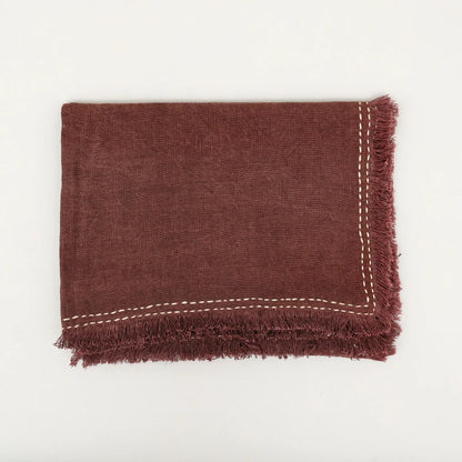 Stonewashed Linen Woven Throw Blanket with Fringe – 52X68