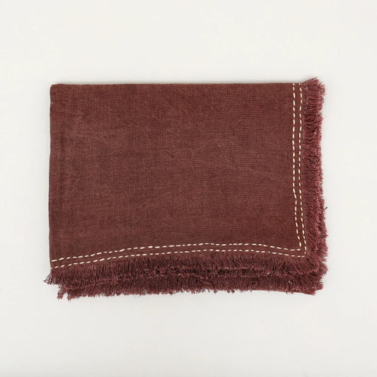 Stonewashed Linen Woven Throw Blanket with Fringe – 52X68
