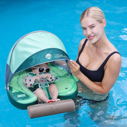 H-Baby Float Upgrade Add Tail Baby Float with Canopy for Infant Waist Swimming Ring Swim Trainer Non-Inflatable Floats Toys with
