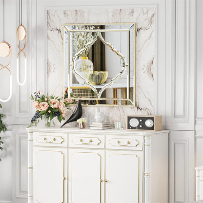 Wall Mirror 600/800mm Square Mirror Modern Accent Mirror with Gold Edge for Livingroom Diningroom Bathroom Bedroom Decor