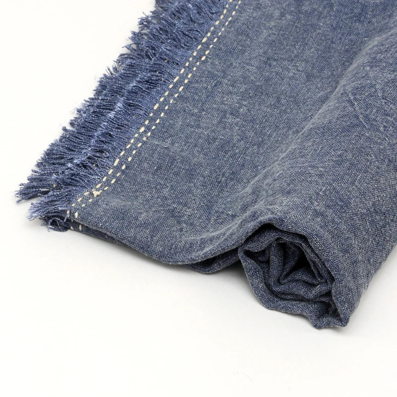 Stonewashed Linen Woven Throw Blanket with Fringe – 52X68
