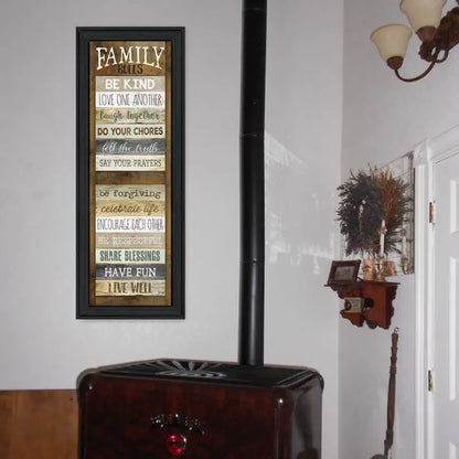Family Rules Wall Art, Framed Print, Black Frame, Ready to Hang Home Decor