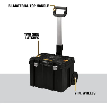 Large Rolling Tool Box with Wheels, Telescopic Handle, Stackable Storage for Easy Portability and Organization