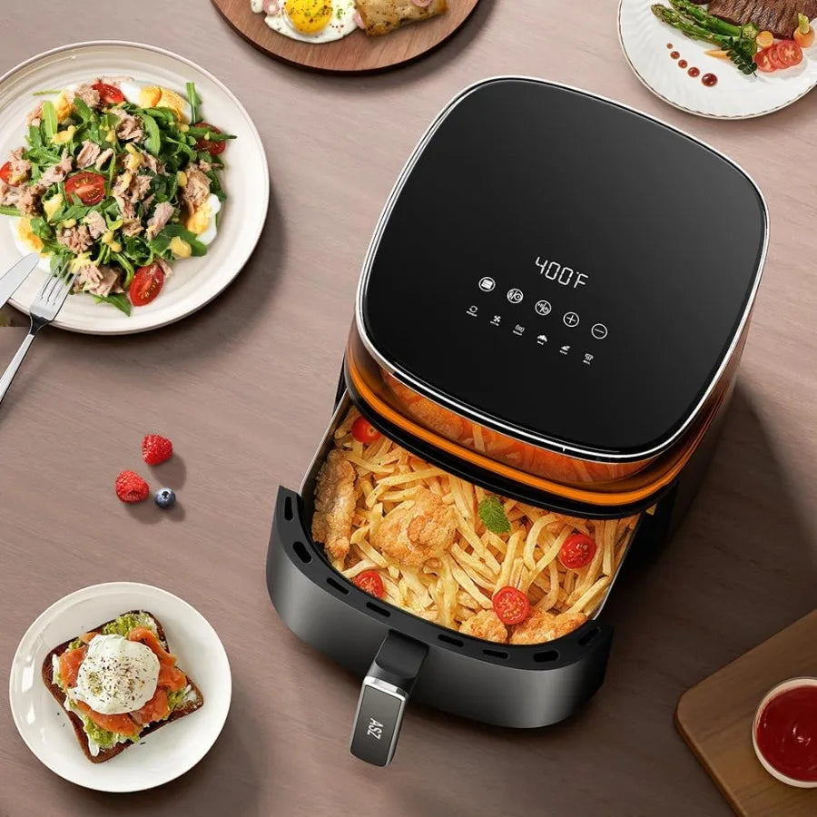 6 qt Digital Air Fryer with Window Up for Large Family Meals 6 Smart Presets for Preheating Reheating Baking Roasting Broiling