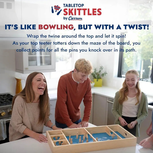 Carrom Skittles Game – Wooden Family Board Games for Family Night – Indoor and Outdoor Large Board Games for Adults & Children