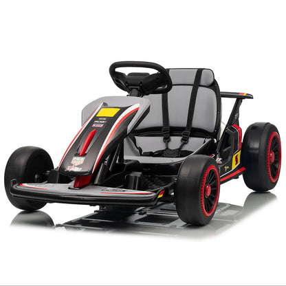 MUKIDY 24V Electric Go Kart,Drift Cart for 6+ Kids Gifts,Battery Powered Outdoor Ride on Toy Car Kids Go Kart with Safety Belt