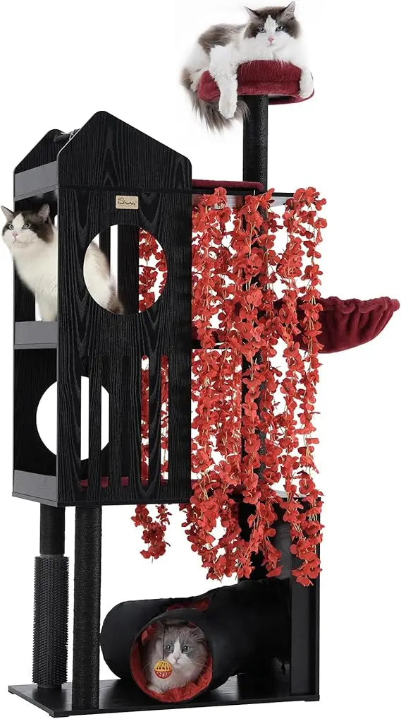 indoor 72.8-inch modern cat tower with scratching post and large perch
