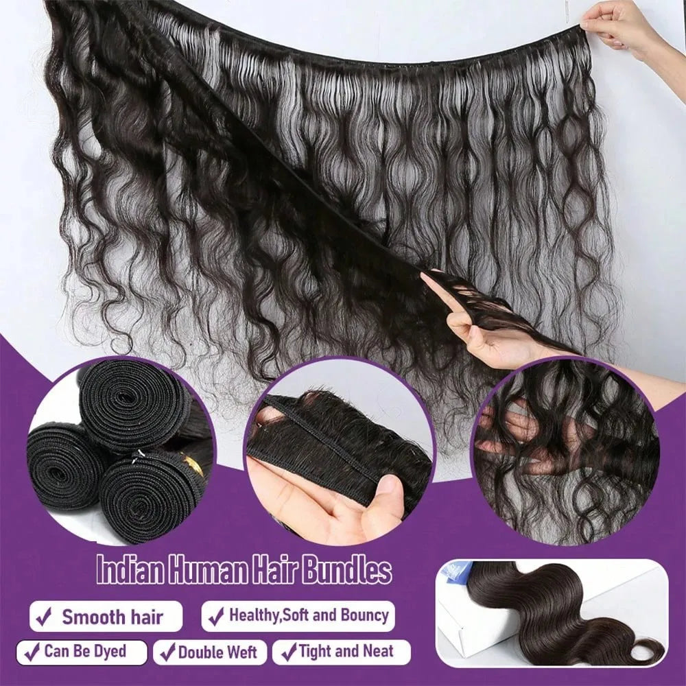 SIXQUEEN 15A Human Hair Bundles 34 36 38 40Inch Body Wave Unprocessed Vietnamese Hair 1/3/4 Bundles Extensions Quick Weave Human Hair Natural Black