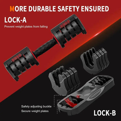 25 55 lbs Adjustable Dumbbell with AntiSlip Turning Handle, Fast Adjust Weight for Men Women, Exercise Equipment with Tray for H