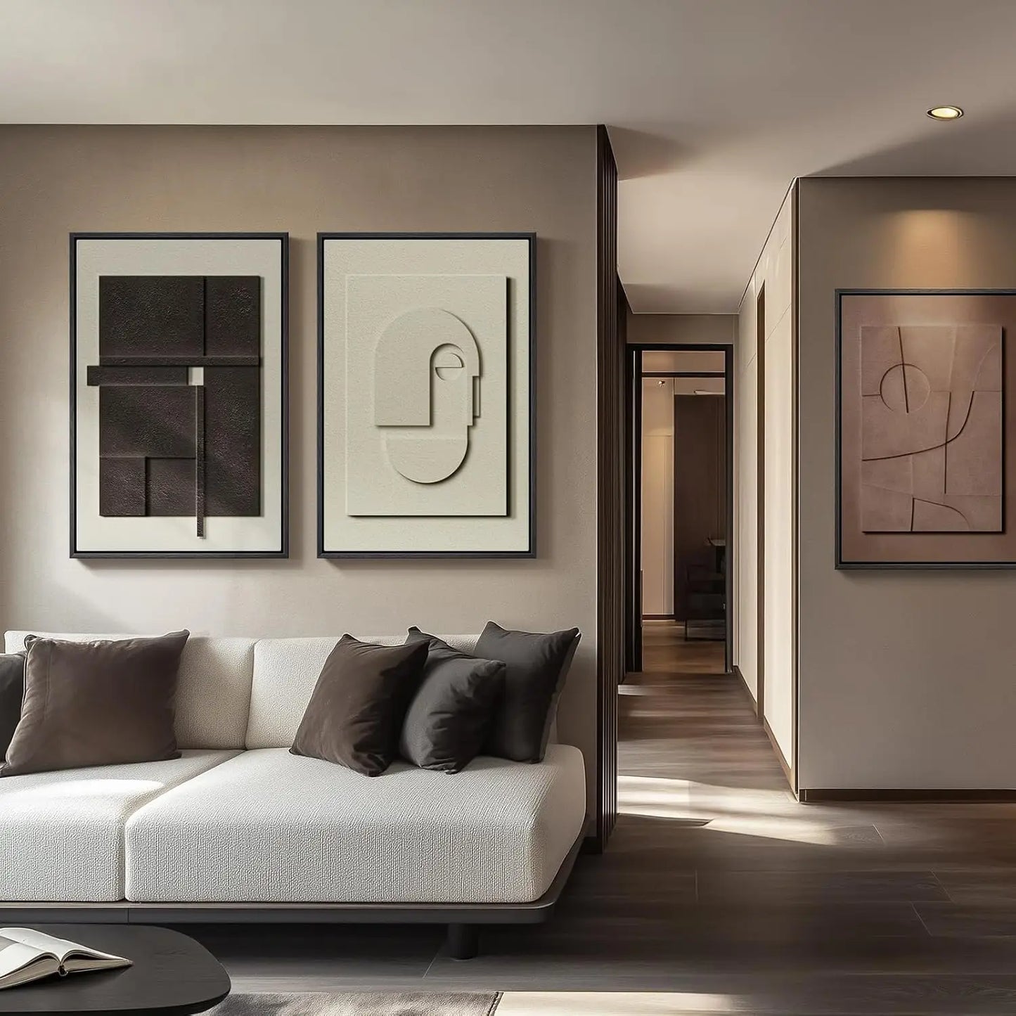3D Textured Abstract Wall Art Set, 3-Piece Modern Geometric Paintings for Living Room Office Decor, 24x36 Inches