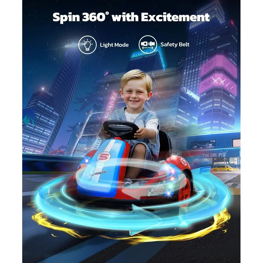 Bumper Cars for Kids with Big Wheels, 2.2 Mph, 12v Electric Ride On Toys with Remote Control, 360 DegreeSpin Bumper Car for Todd