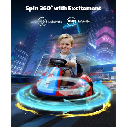 Bumper Cars for Kids with Big Wheels, 2.2 Mph, 12v Electric Ride On Toys with Remote Control, 360 DegreeSpin Bumper Car for Todd